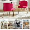 thumbnail image 6 of Wingback Dining Chair Small Velvet Makeup Vanity Chair Metal Legs Home Bedroom Fuchsia, 6 of 8