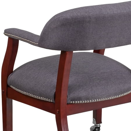 Flash Furniture Sarah Gray Fabric Luxurious Conference Chair with Accent Nail Trim and Casters