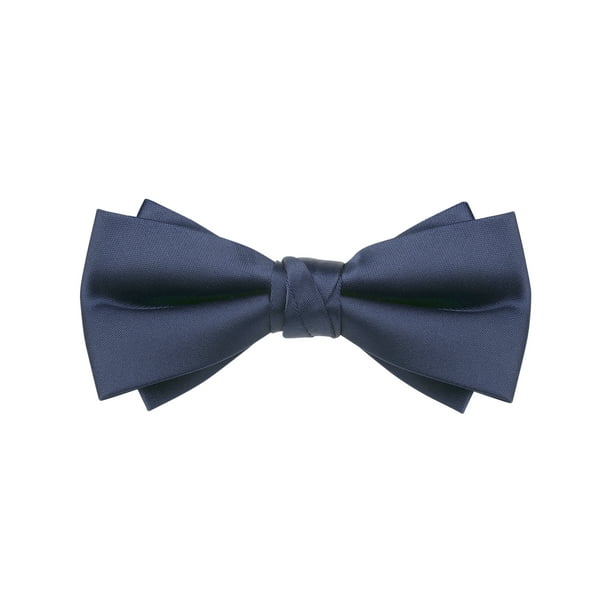 CORBATA DE LAZO PREATADA PARA HOMBRES INSPIRE CHIC DE COLOR SÓLIDO EN CAPAS PARA FIESTAS Y BODAS AZUL MARINO