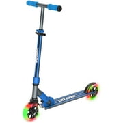 GOTRAX KX6 Foldable Kick Scooter Suitable for 4-10 Years Old, 6 inch Big PU Flash Wheels, 3 Adjustable Heights,Smoth ABEC-7 Wheel Bearing, Aluminum Alloy Frame and Max Load 176lbs(Blue)