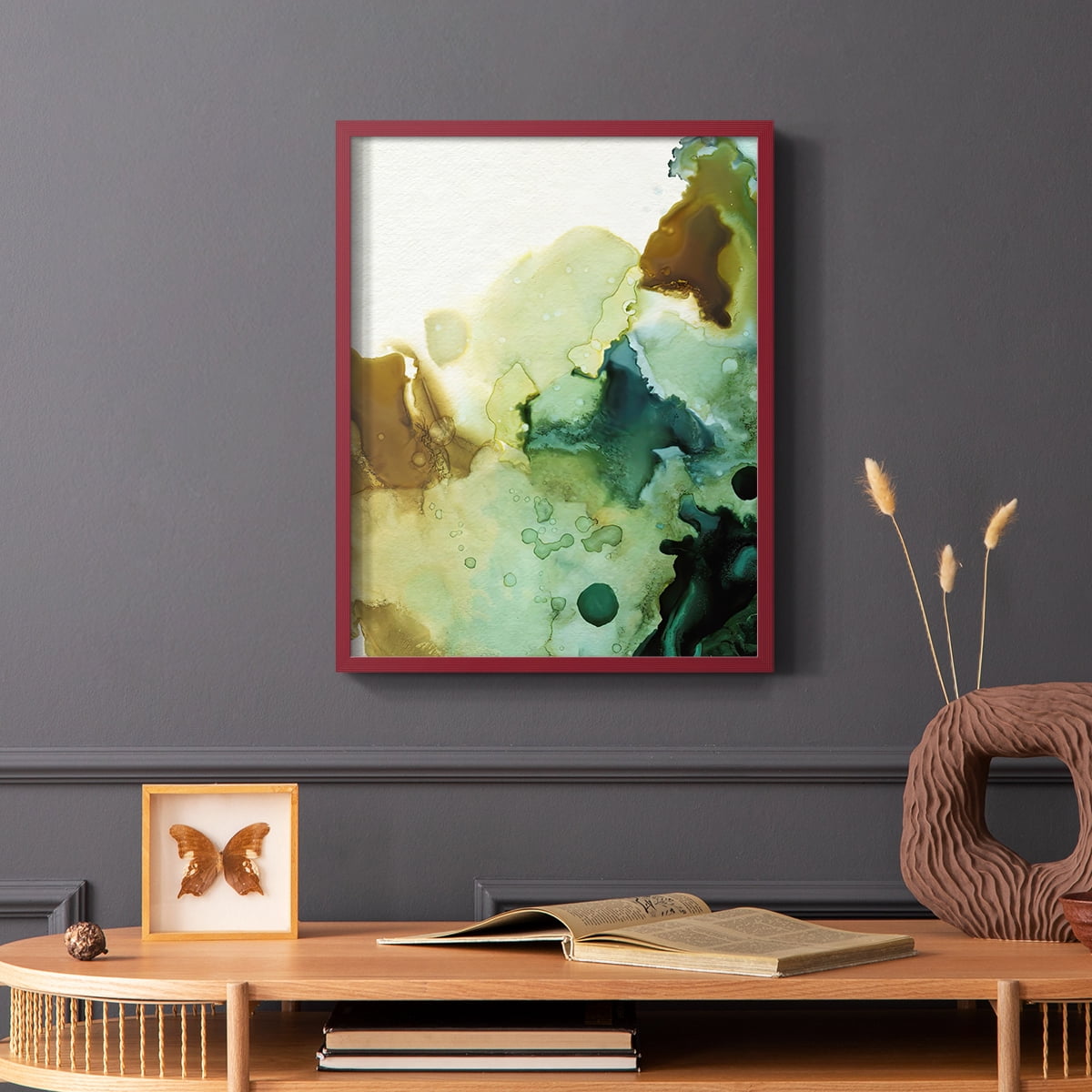 Water and Earth II Framed Print in Red Solid Wood 11 x 14 Framed Print