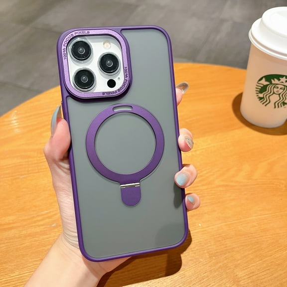 Slim Strong Magnetic Case for iPhone 15 Pro Max Case [10FT-Grade Drop Tested & Compatible with MagSafe] Translucent Frosted Anti-Fingerprint Anti Shockproof Protective Shell, Purple