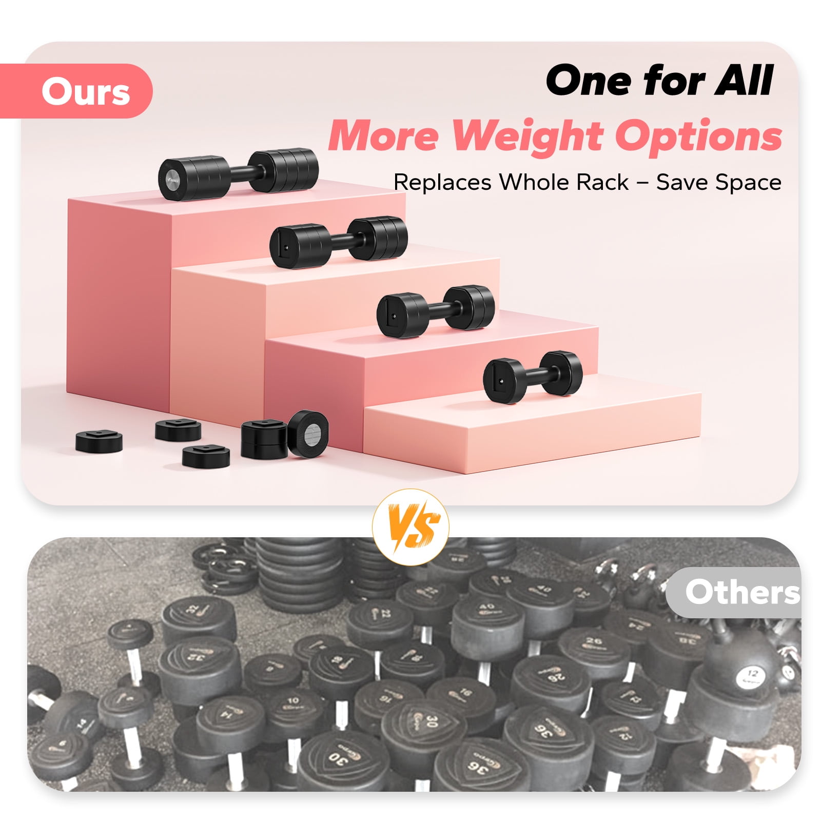 MERACH Adjustable Dumbbell Set, 4 in 1 Free Hand Weights for Women, Home Gym, 8.8 lbs, Set of 2