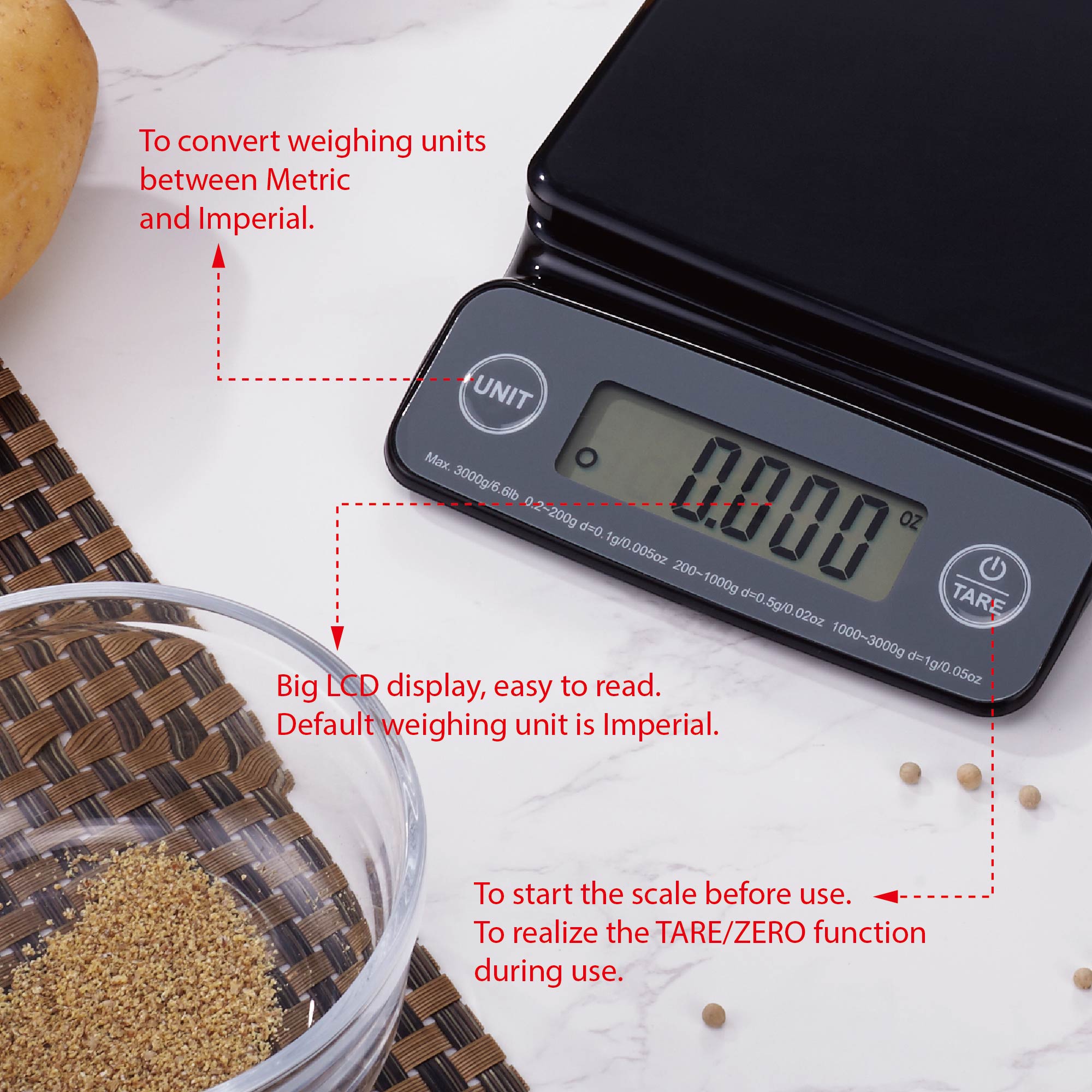 Mainstays High Precision Digital Kitchen Scale, Black - image 5 of 12