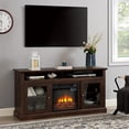 thumbnail image 2 of TV Media Stand with 18" Fireplace Insert, Console Table with Open and Closed Storage Space, Contemporary Entertainment Console for Living Room, Brown, 2 of 8