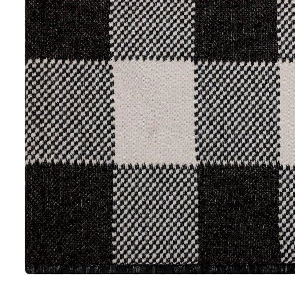 Better Homes & Gardens 2' x 3' Black & White Buffalo Plaid & Stripe Reversible Indoor/Outdoor Scatter Rug