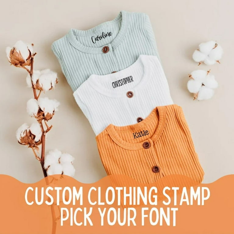 Custom Clothing Stamp | Personalized Fabric Stamp | Self Inking Stamp for Clothing, Black Waterproof Name Stamp Camp Stamp, School Uniforms