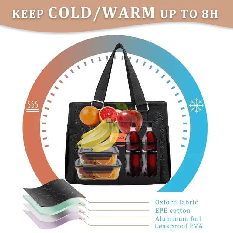 Holuxer Large Lunch Bag for Women, 14L Black photo 4