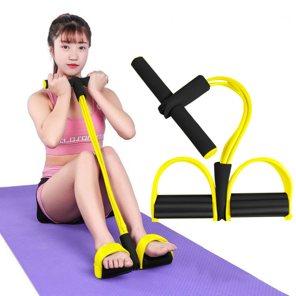 Ankle Puller Sit Up Mat Pull Rope Foot Pedal Exerciser Fitness Equipment 