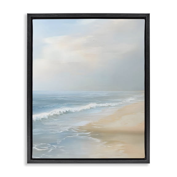 Stupell Industries Serenity Beach View Landscape & Nature Painting Black Floater Framed Canvas Art Print Wall Art, 17 x 21