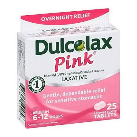 Dulcolax Pink Bisacodyl 5 Mg Laxative Tablets, Womens, 25 Ea