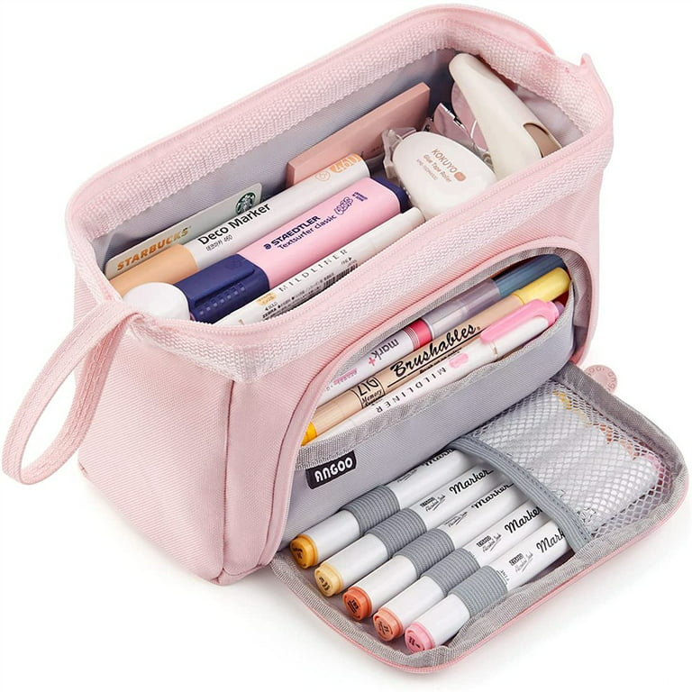 Angoo [Pure] color Pencil Case, Multi Slot Pen Bag, Big Storage Pouch  Organizer for Stationery Cosmetic