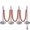 VEVORbrand 4Pack Silver Stanchion Posts Queue Red Velvet Rope 38inch Rope Barriers Crowd Control Barriers Queue Line for Patrty School Hotel Supplies