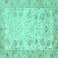 thumbnail image 1 of Ahgly Company Machine Washable Indoor Square Persian Turquoise Blue Traditional Area Rugs, 4' Square, 1 of 4