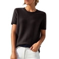 thumbnail image 6 of LEKODE Casual Knit Sweater Tops for Women, Crew Neck Cap Sleeve Lightweight Pullover for Everyday Office Outfits B Coffee S, 6 of 9