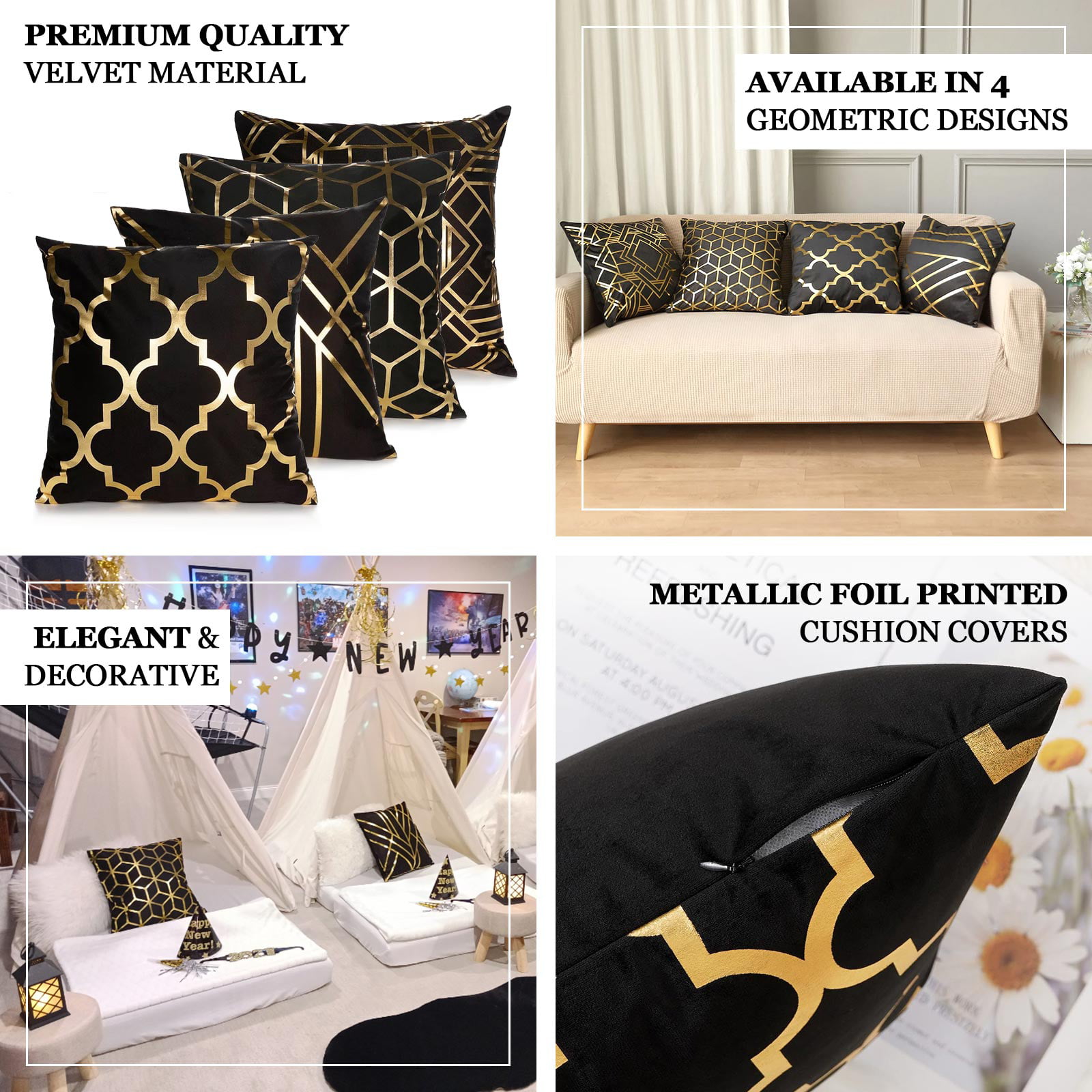 1pc Geometric Pillowcase With Golden Foil Printing, Decorative Cushion  Cover For Couch And Living Room, 18 Inch X 18 Inch, Excludes Pillow Insert
