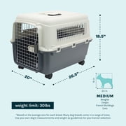 SportPet Designs Airline Approved Plastic Dog Kennel with Wheels, Medium