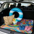 thumbnail image 2 of Yspwyqan SUV Trunk Mat, Coloful Hippie 29" x 39" All Season Cargo Liner, Anti-Slip Easy to Clean Vehicle Interior Accessory, Universal Fit for Most SUV Sedan Wagon Models, 2 of 7