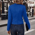 thumbnail image 5 of Women's Faux Suede Jackets Cropped Blazer 2025 Fall Casual Business Long Sleeve Coat Blue L, 5 of 5