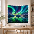 thumbnail image 5 of Green Aurora Above a Snowy Peak and Reflective Lake, Serene Digital Art for Nature Lovers, Alpine Night Decor, Housewarming Gift, Tapestry Wall Hanging for Bedroom and Studio, 5 of 7