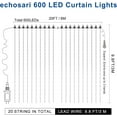 thumbnail image 5 of Jozram Curtain Lights, Fairy Lights Plug In with Remote, Waterproof 600 LED with 20 Hooks 8 Modes Window Twinkle Lights Colorful, 19.6ft x 9.8ft, 5 of 10