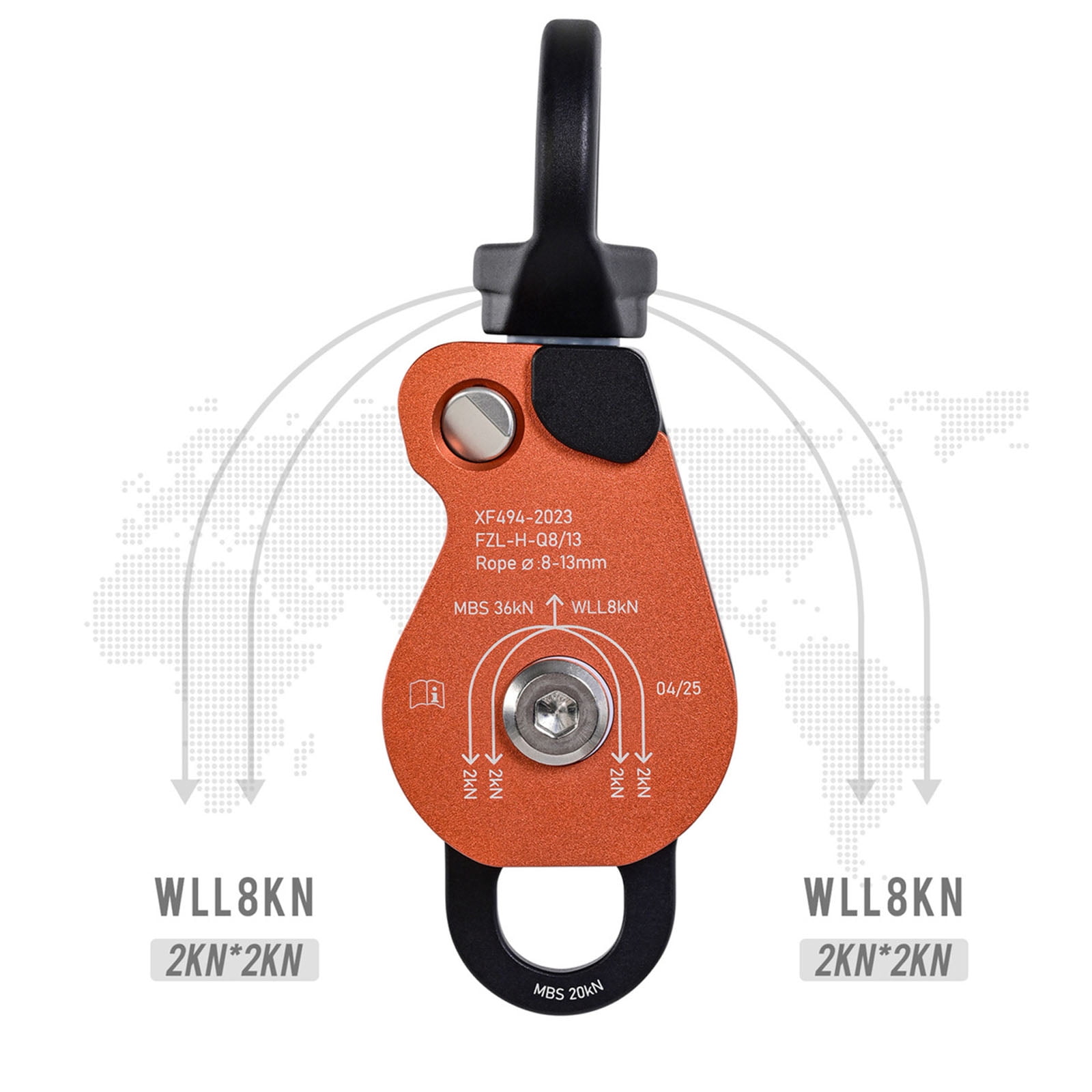 High Capacity Swivels Pulley 360 Rotation Multifunctional Outdoor Pulley for Hiking and Travel with Quick Installation