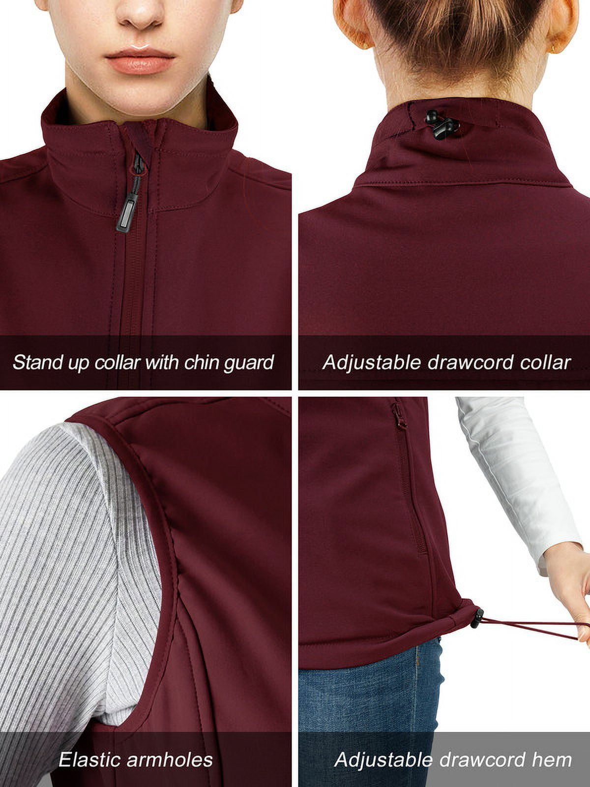 Off Road Ventures Women’s Fleece Softshell Vests Lightweight Outerwear Zip Up Sleeveless Running Vest for Golf Hiking