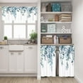 thumbnail image 4 of Blue Kitchen Curtains Valances, Eucalyptus Leaves Pattern Semi Sheer Kitchen Valances for Living Room, Watercolor Botanical Rod Pocket Short Window Treatment Decor, 52x18, 4 of 6