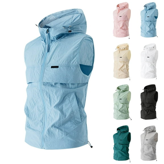 BiZtdJrK Men's Workout Hooded Vest Lightweight Running Ahtletic Outerwear Vests Stand Collar Zip Up Sleeveless Gym Jackets with Pockets Army Green M