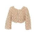 thumbnail image 2 of Kids Dream Little Girls Taupe Faux Fur Long Sleeve Pearl Bolero Jacket 2T, 2 of 2
