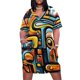 thumbnail image 1 of Vestido de mujer con bolsillos sueltos y grafiti abstracto, vestido de noche, vestido de mujer elegante de lujo, 1 of 7