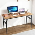 thumbnail image 1 of SOGES Table Pliante de 55 Pouces Table d'Ordinateur Poste de Travail Aucune Installation Requise, Brun Rustique, 1 of 7
