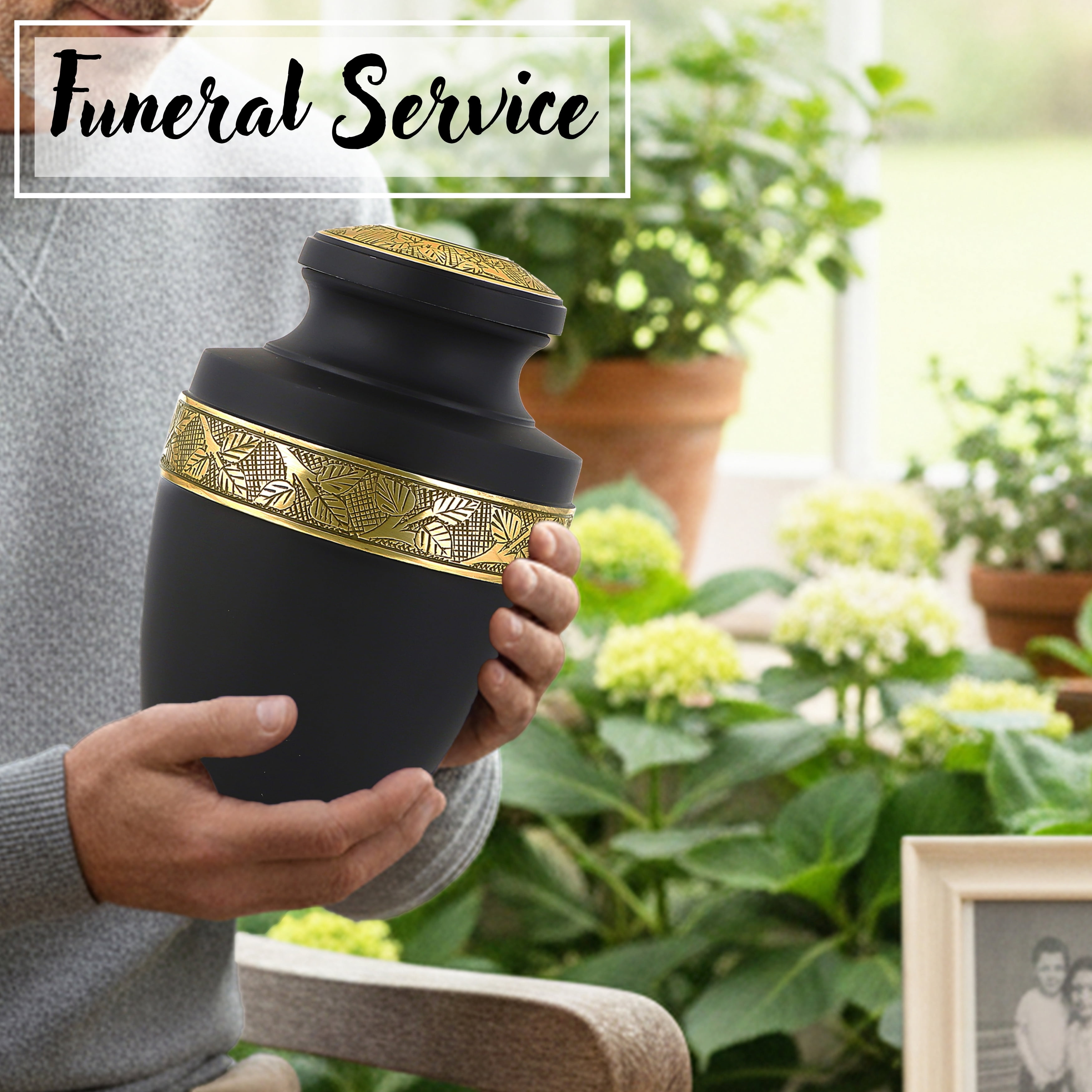 Handcrafted Aluminum Urn - Decorative Memorial Holder for Ashes and Remembrance (Coal & Pure Gold)