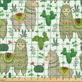 thumbnail image 2 of Ambesonne Alpaca Cactus Fabric by the Yard Upholstery, Fluffy Llama Drawing, 1 Yard, Pale Salmon Green and Paprika, 2 of 5
