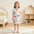 thumbnail image 5 of akafmk Girls Dresses Knit Short Sleeve T-Shirt Dress Cute Thin Breathable Sleepwear Loungewear Casual Summer House Dresses, 3-13 Years, 5 of 6