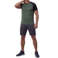 thumbnail image 2 of INSPIRE CHIC Men's Raglan T-Shirt Short Sleeve Crewneck Casual Baseball T-Shirts M Olive Green, 2 of 6