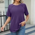 thumbnail image 3 of Timegard Womens Tops Crewneck Drop Shoulder Short Sleeve Solid Color Casual Loose Comfy Tee Shirts, 3 of 7