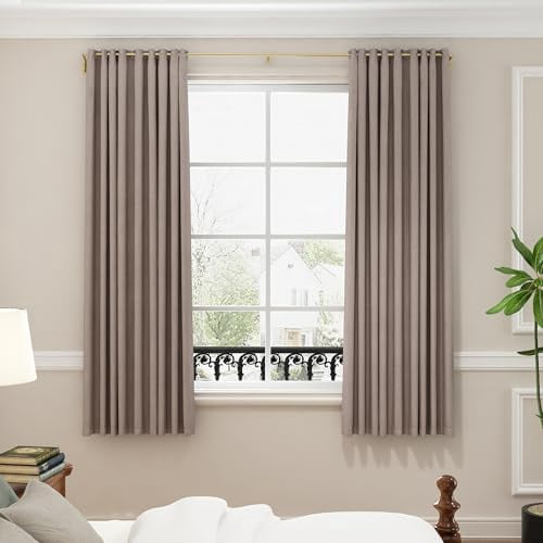 Blackout Curtain rod for windows 48 to 84, Wrap Around Curtain Rods for Bedroom, Living Room, Adjustable from 30 to 86 Inches, Gold