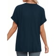 thumbnail image 3 of MOYIKO Womens Summer Tops Short Dolman Sleeve T Shirts V Neck Striped Loose Fit Casual Trendy Tees, 3 of 7