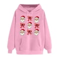 thumbnail image 4 of PNTUTB Women's Christmas Cute Printed Off Shoulder Pocket Long Sleeved Hooded Drawstring Pullover Casual Loose Sweatshirt, 4 of 6