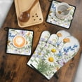 thumbnail image 5 of Pioneer Flower Kitchen Oven Mitt and Pot Holder Sets 4 Pcs for Baking, Cooking and Grilling, Heat Resistant Up To 392 °F, 5 of 7