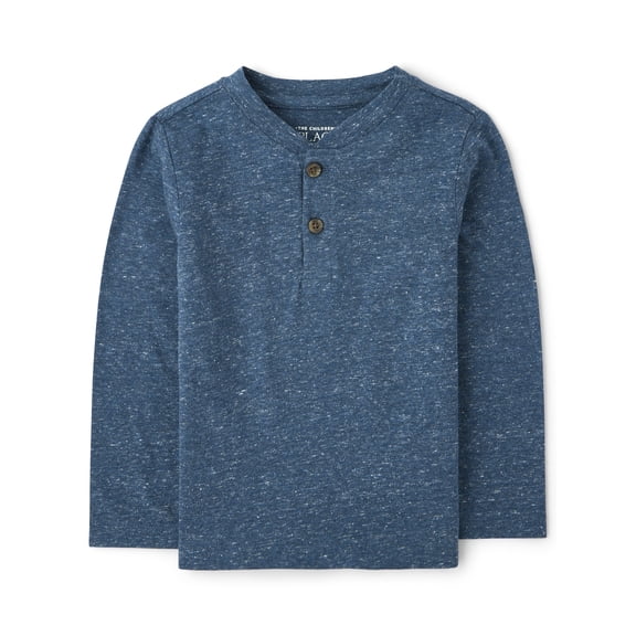 The Children's Place Baby And Toddler Boys Long Sleeve Marled Henley Top, Sizes 6M-5T