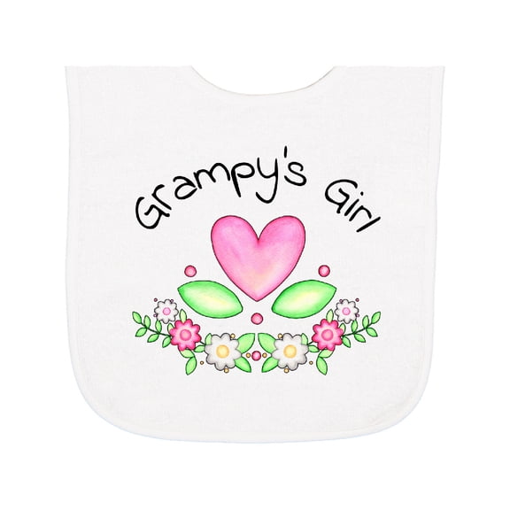 Inktastic Grampy's Girl Heart Flowers Baby Terry Cloth Bib