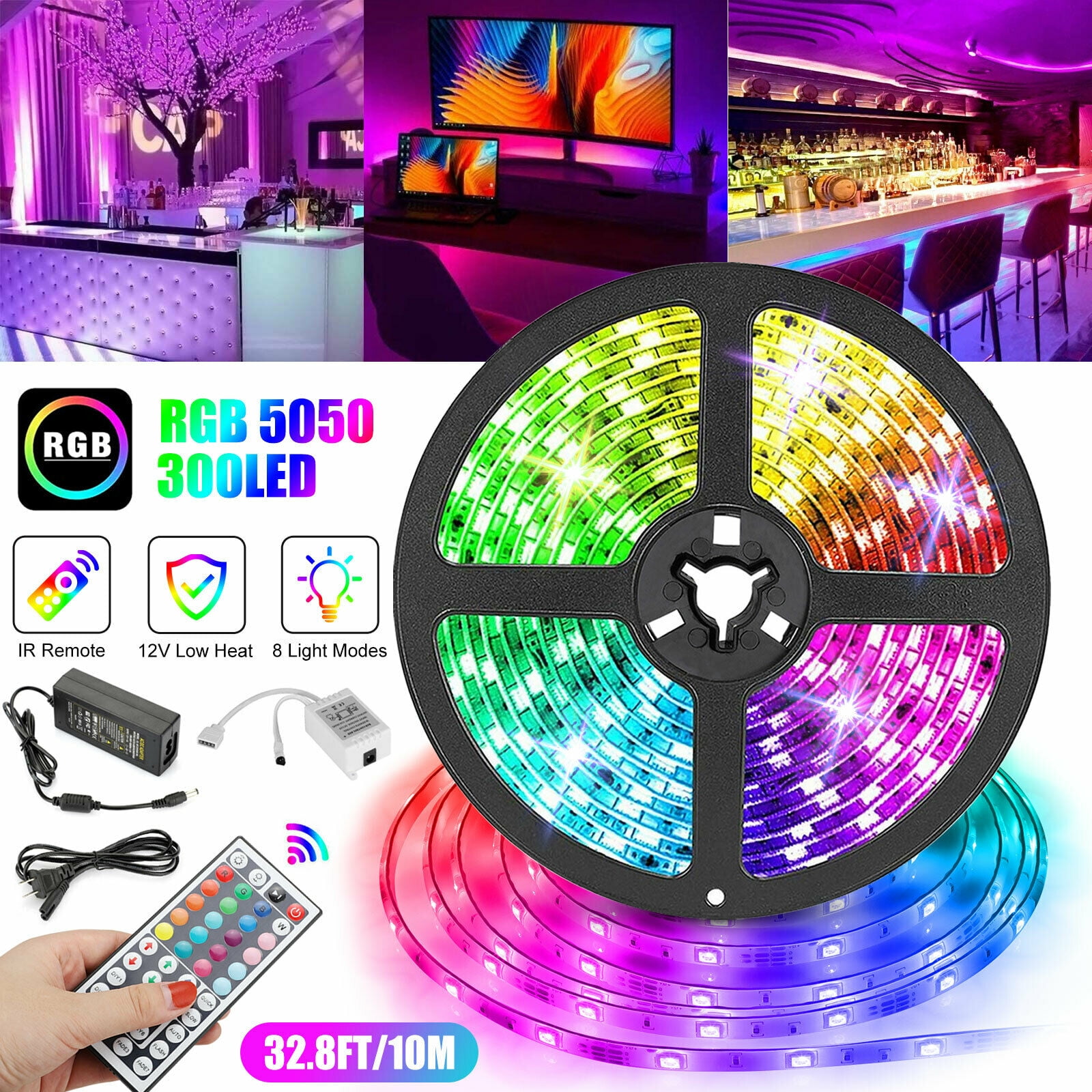 Details about   600 LED Bar Room TV Remote 32FT 10M 5050 RGB Strip Light Flexible Fairy Light US 