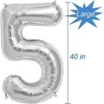 thumbnail image 2 of Silver Number 5 Balloon, 5th Birthday Party Foil Mylar Helium Balloons, 40 Inch, 2 of 4