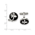 thumbnail image 2 of Mens Black Enameled Fleur De Lys Cuff Links in Stainless Steel, 2 of 2