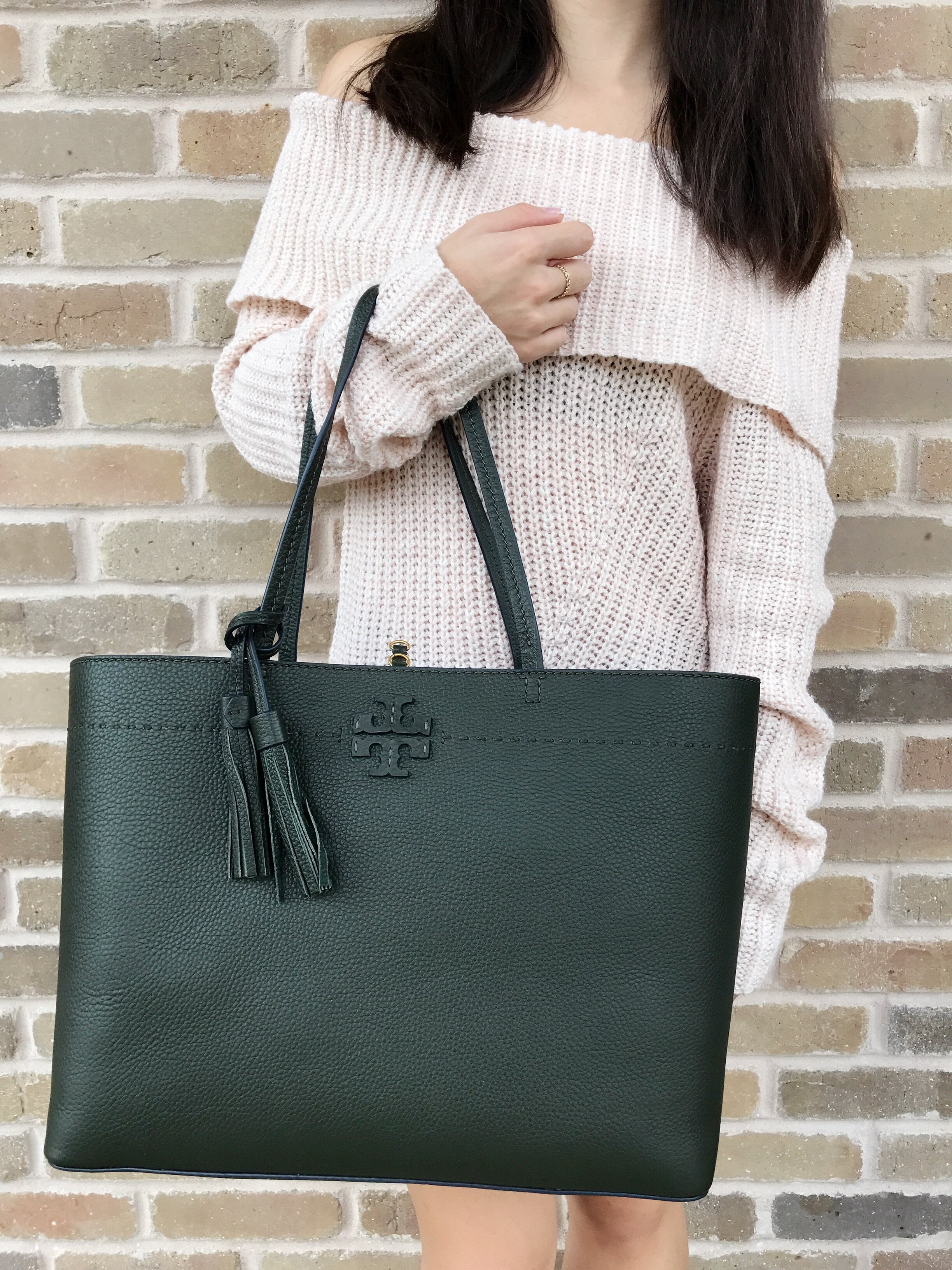 tory burch mcgraw tote green