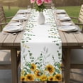 thumbnail image 4 of Sunflower Cotton Linen Rectangle Table Runners 13"x72", Summer Botanical Eucalyptus Leaves Weeping Coffee Table Runner Dresser Scarves Luxury Table Runners for Wedding Party Banquet Dinner Decor, 4 of 8