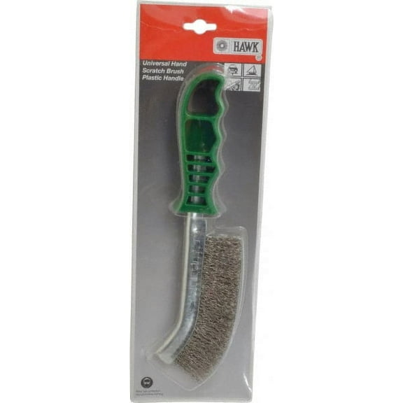 Value Collection - 1" Trim Length Stainless Steel Scratch Stainless Steel Brush - 5-1/2" Brush Width, 10" OAL, 1" Trim Length, Plastic Handle (8 Pack)