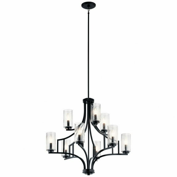 Transitional Nine Light Chandelier-Distressed Black Finish Bailey Street Home 147-Bel-2748749